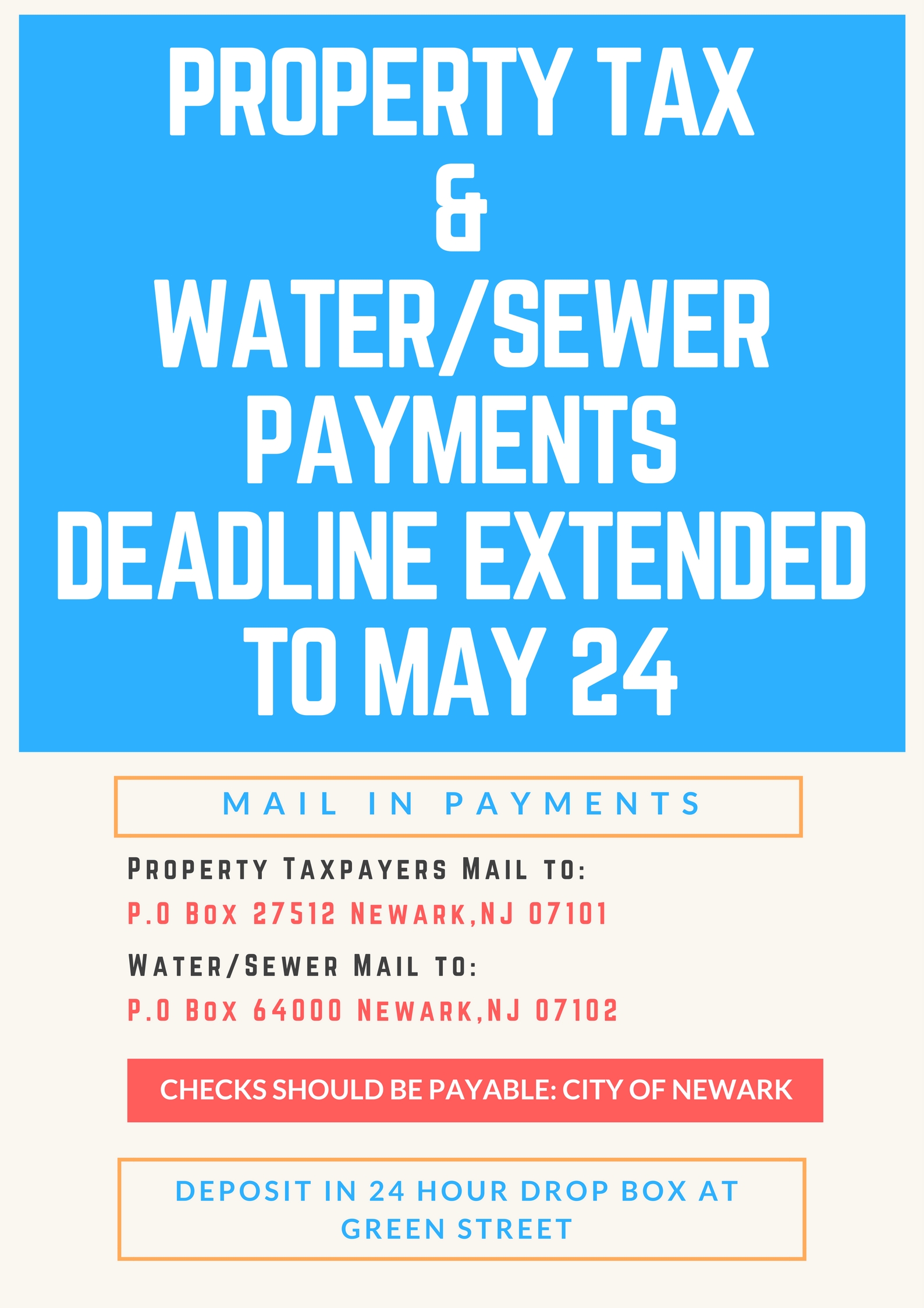 News Property Tax and Water/Sewer Payments Deadline Extended to May 24